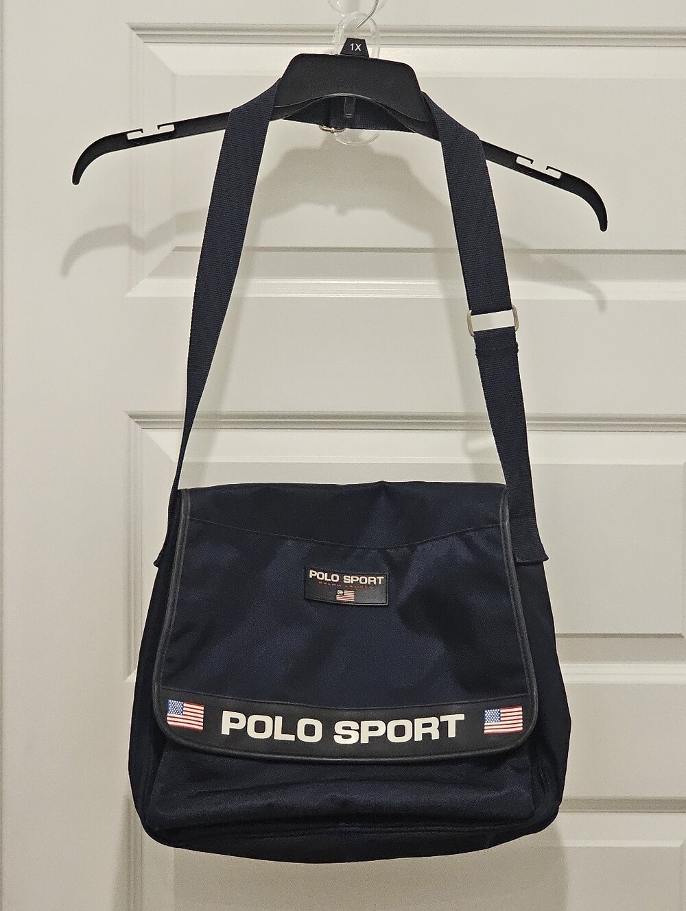Vintage 90s Polo Sport Ralph Lauren Nylon Messenger Bag - Navy Blue